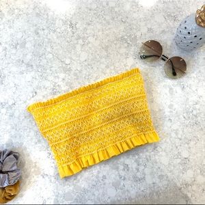 Yellow bandeau bikini top